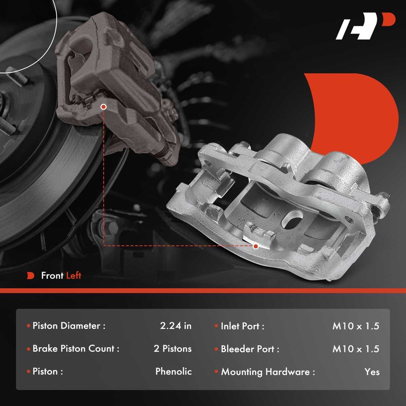 Front Driver Brake Caliper with Bracket for Chevy Silverado GMC Sierra 2500 3500