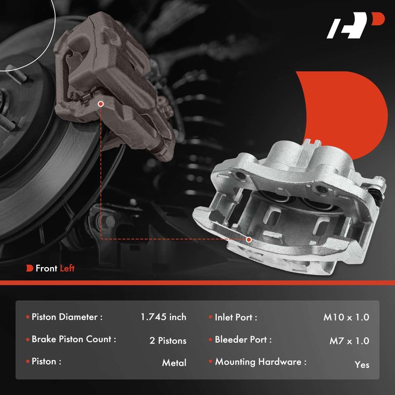 Front Driver Disc Brake Caliper with Bracket for Nissan X-Trail 02-06 L4 2.5L
