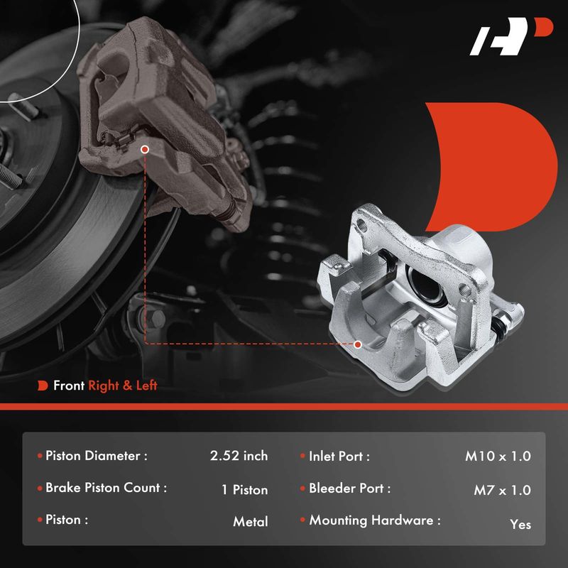 2x Front Brake Caliper with Bracket for Pontiac Vibe 09-10 Scion tC 01-16 Toyota