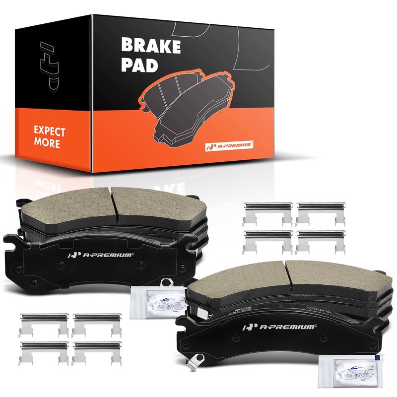 8pcs Front & Rear Ceramic Brake Pads with Sensor for Chevrolet Silverado 1500 HD GMC Hummer