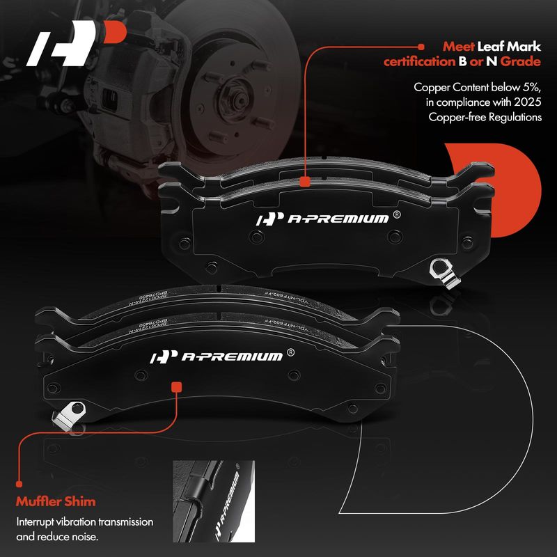 8pcs Front & Rear Ceramic Brake Pads with Sensor for Chevrolet Silverado 1500 HD GMC Hummer