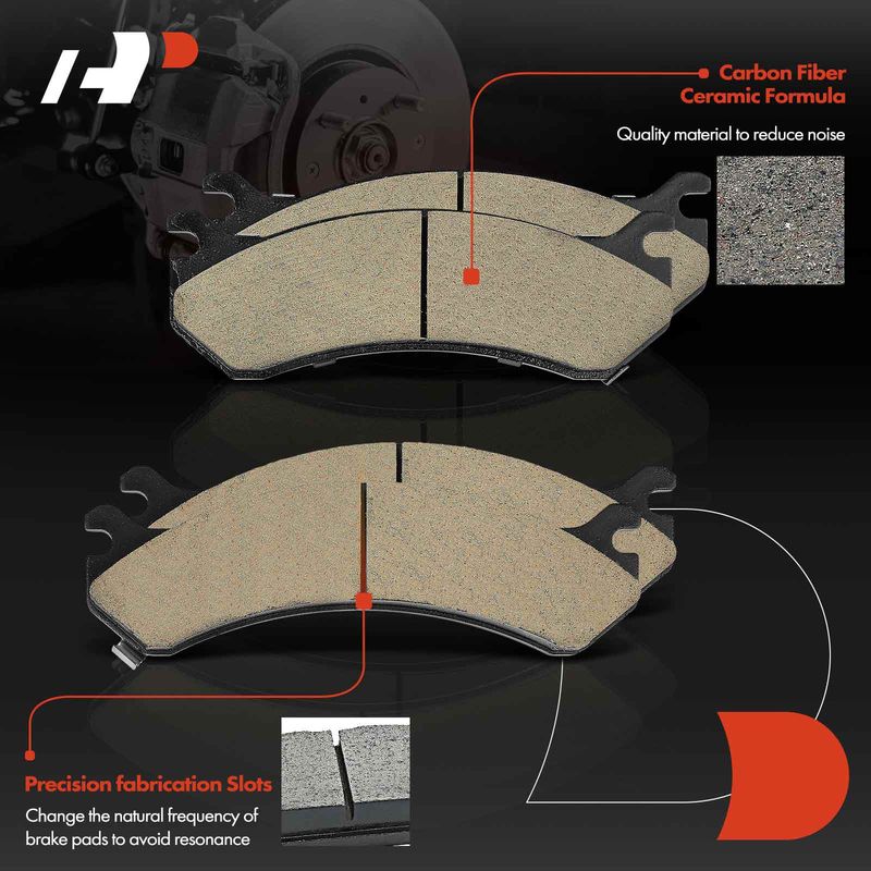 8pcs Front & Rear Ceramic Brake Pads with Sensor for Chevrolet Silverado 1500 HD GMC Hummer