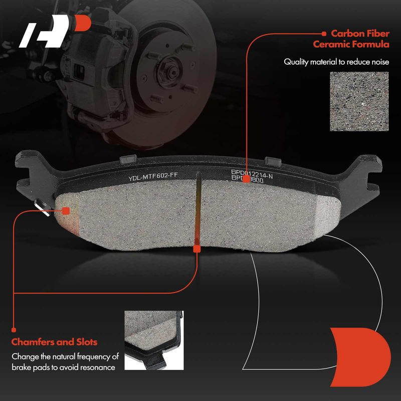 4pcs Rear Driver & Passenger Ceramic Brake Pads with Sensor for Dodge Ram 1500 2002-2006 Durango 2003-2006