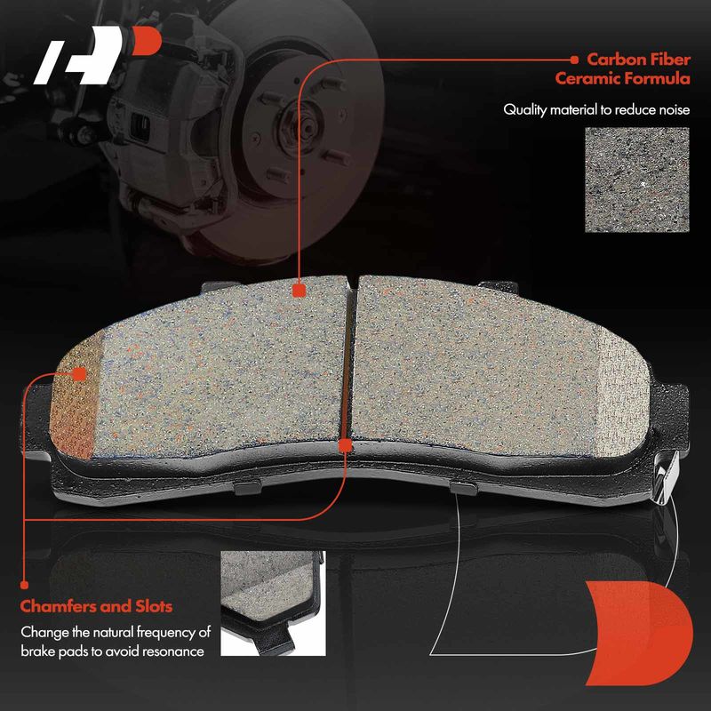 4pcs Front Driver & Passenger Ceramic Brake Pads with Sensor for Ford Explorer 1995-2001 Mazda B2500 98-01 Mercury