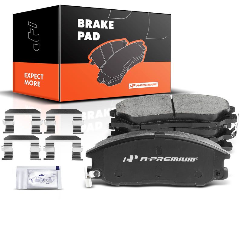 4pcs Front Driver & Passenger Ceramic Brake Pads with Sensor for Hyundai Santa Fe XG300 XG350 Kia Sorento Amanti