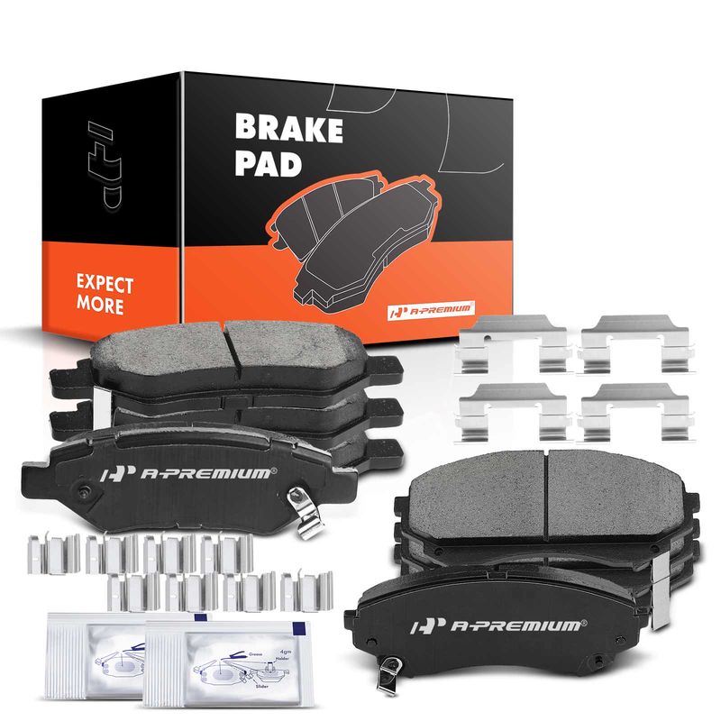8pcs Front & Rear Ceramic Brake Pads with Sensor for Cadillac CTS 2008-2014