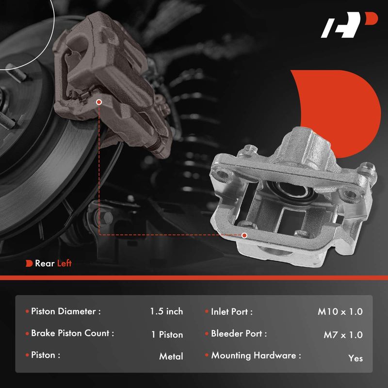 Rear Driver Brake Caliper with Bracket for Nissan Rogue 2014-2018 Leaf 2011-2018