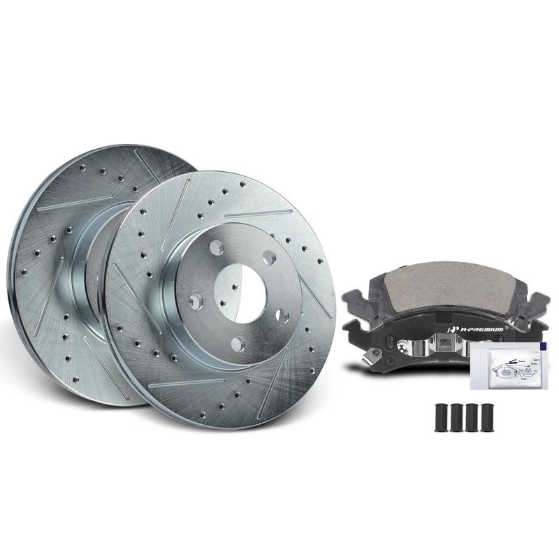 Front Drilled Rotors & Ceramic Brake Pads for Chevrolet Corsica Buick Pontiac