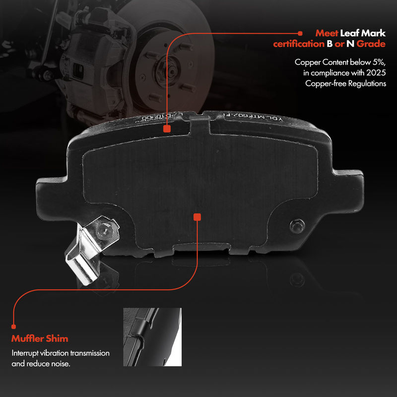 Rear Ceramic Brake Pads for Acura RL 2005-2012 with Mechanical Sensor