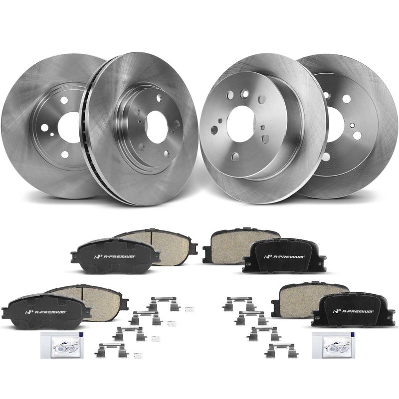 Front & Rear Disc Brake Rotors & Ceramic Brake Pads for Lexus ES300 2003 ES330