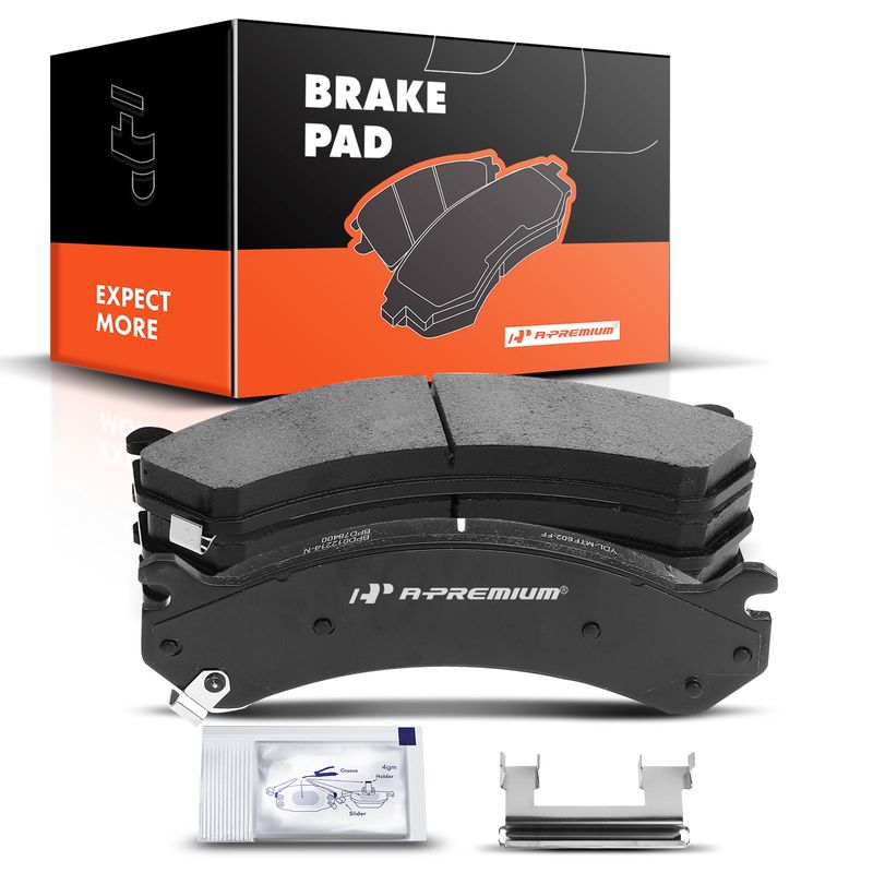 4pcs Front Driver & Passenger Ceramic Brake Pads with Sensor for Chevrolet Silverado 1500 HD GMC Hummer Cadillac