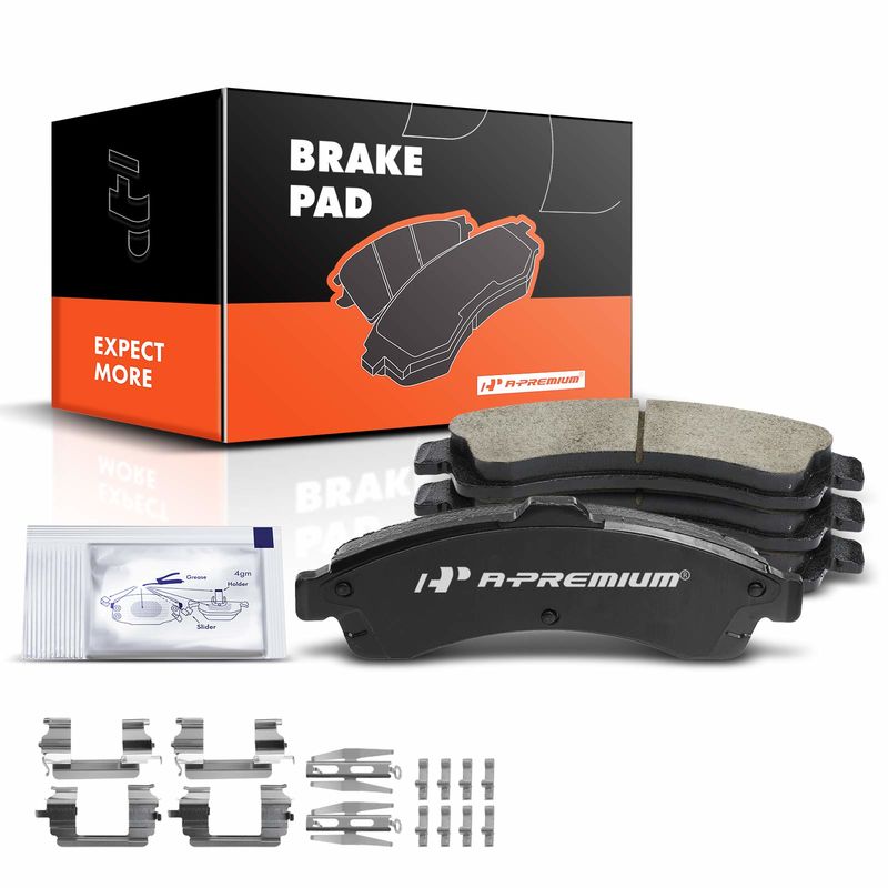 4pcs Front Driver & Passenger Ceramic Brake Pads with Sensor for Chevrolet Trailblazer 02-05 GMC Envoy Buick Isuzu