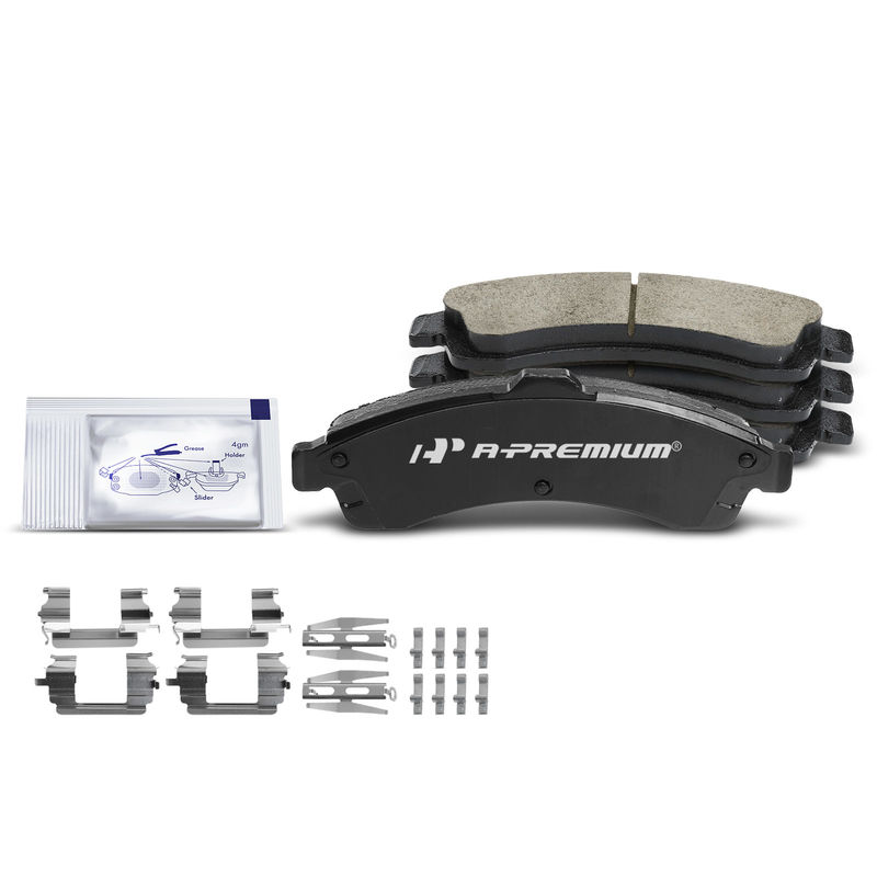 4pcs Front Driver & Passenger Ceramic Brake Pads with Sensor for Chevrolet Trailblazer 02-05 GMC Envoy Buick Isuzu