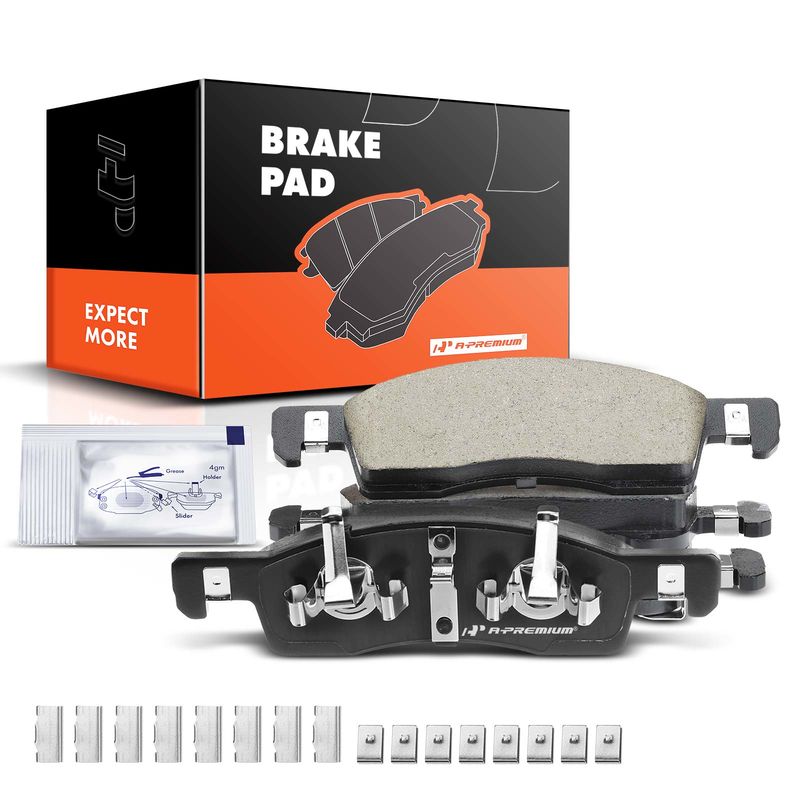 4pcs Front Driver & Passenger Ceramic Brake Pads with Sensor for Ford Expedition 03-06 Lincoln Navigator 4.6L 5.4L