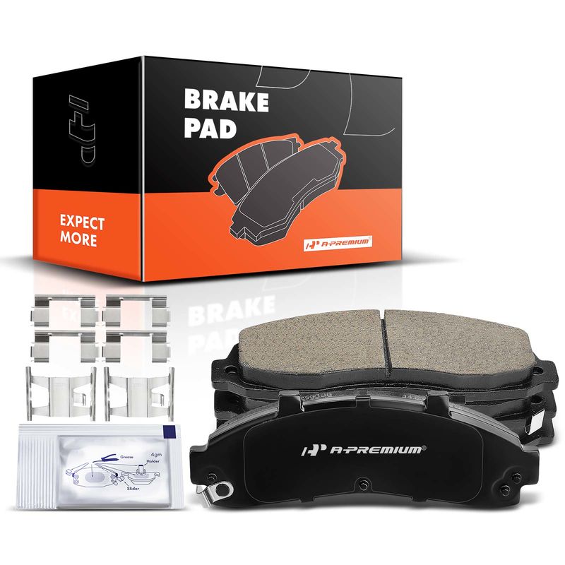 4pcs Front Driver & Passenger Ceramic Brake Pads with Sensor for Ford F-150 1997-2003 F-150 Heritage 2004 Blackwood