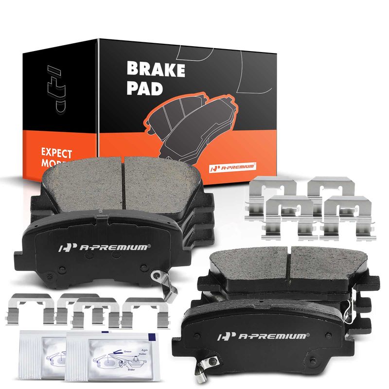 8pcs Front & Rear Ceramic Brake Pads with Sensor for Hyundai Santa Fe 10-12 Kia Sorento 11-14