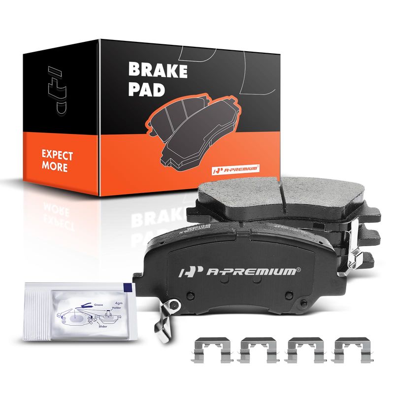 4pcs Front Driver & Passenger Ceramic Brake Pads with Sensor for Hyundai Accent Kia Rio 2012-2017 L4 1.6L