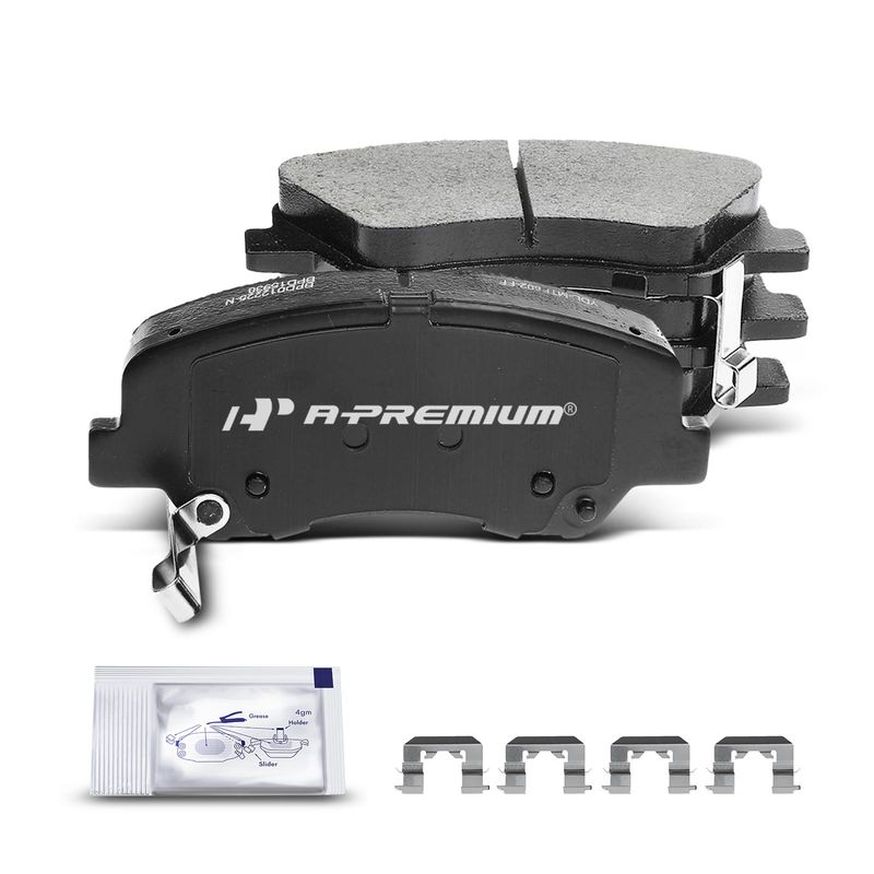 4pcs Front Driver & Passenger Ceramic Brake Pads with Sensor for Hyundai Accent Kia Rio 2012-2017 L4 1.6L