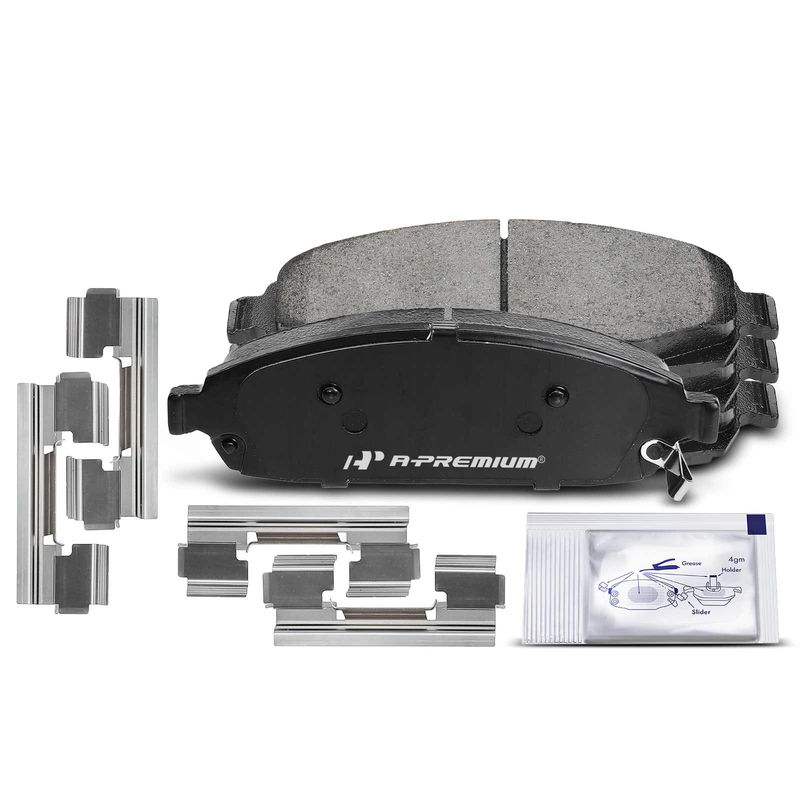 4pcs Front Driver & Passenger Ceramic Brake Pads with Sensor for Jeep Commander 2006-2010 Grand Cherokee 2005-2010