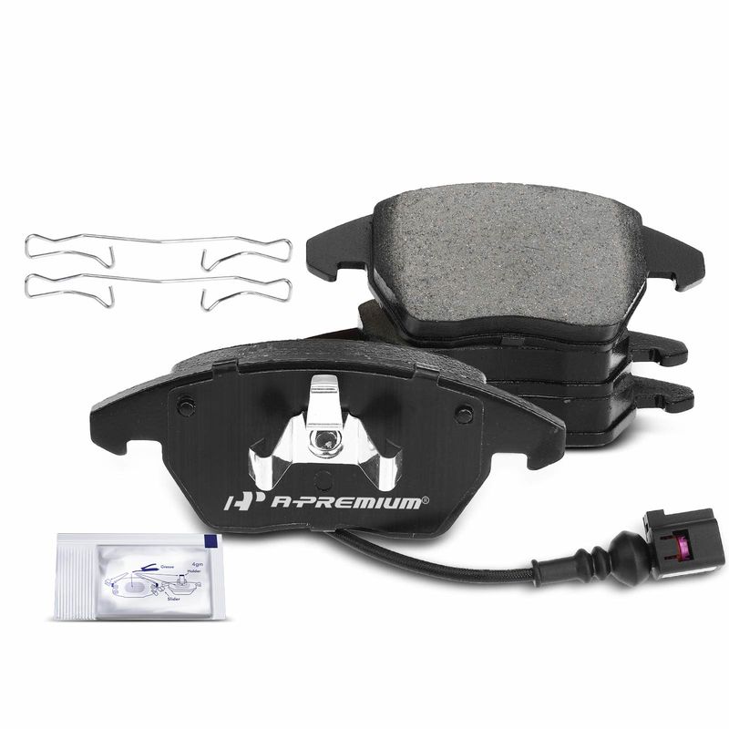 4pcs Front Driver & Passenger Ceramic Brake Pads with Sensor for Volkswagen Golf Jetta 05-18 CC Audi A3 2003-2013 TT