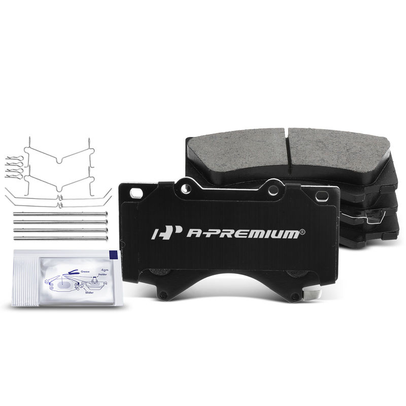 4pcs Front Driver & Passenger Ceramic Brake Pads with Sensor for Toyota Sequoia 2008-2022 Tundra Land Cruiser LX570