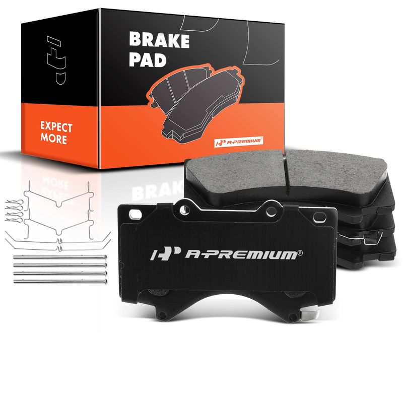 4pcs Front Driver & Passenger Ceramic Brake Pads with Sensor for Toyota Sequoia 2008-2022 Tundra Land Cruiser LX570