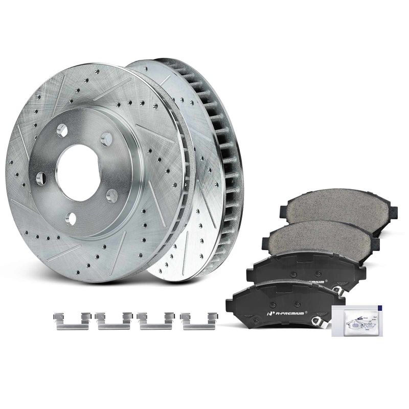 Front Drilled Rotors & Ceramic Brake Pads for Buick Regal Century Chevy Pontiac