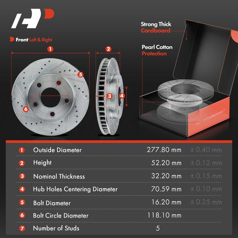 Front Drilled Rotors & Ceramic Brake Pads for Buick Regal Century Chevy Pontiac