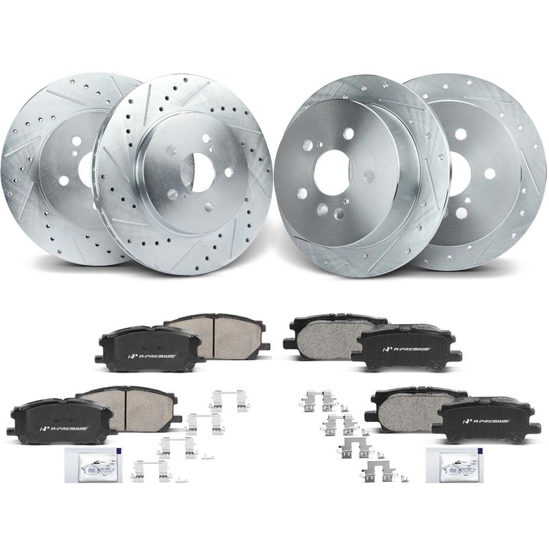 Front & Rear Drilled Rotors & Ceramic Brake Pads for Lexus RX330 Toyota 3.3L