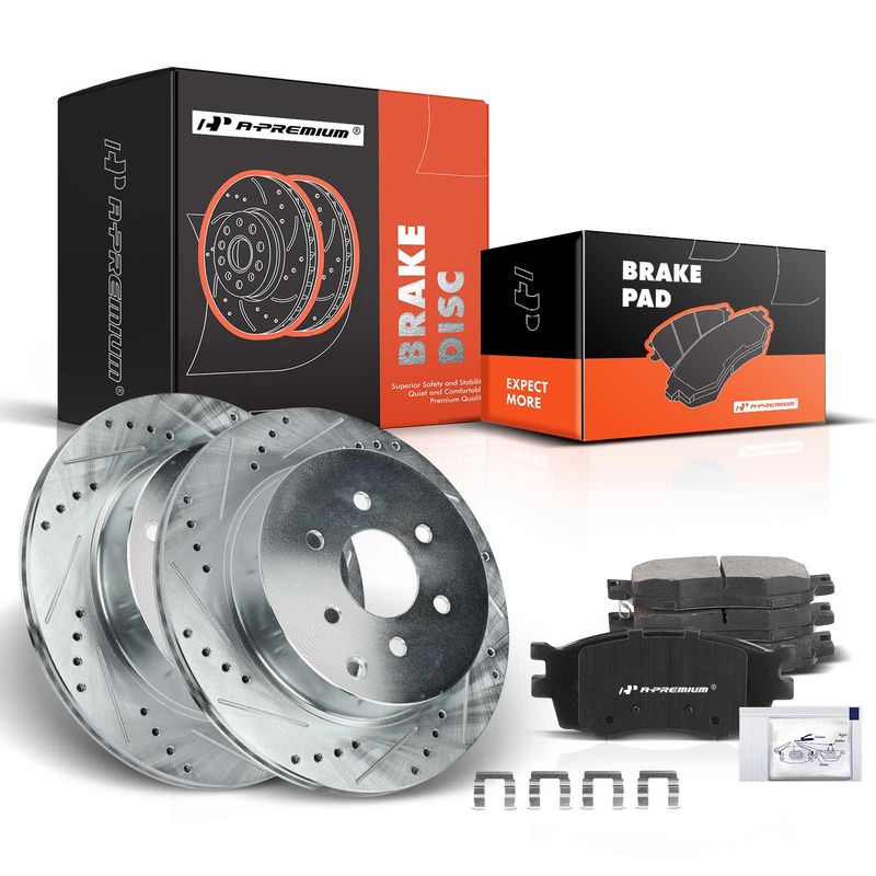 Front Drilled Rotors & Ceramic Brake Pads for Hyundai Accent Kia Rio Rio5