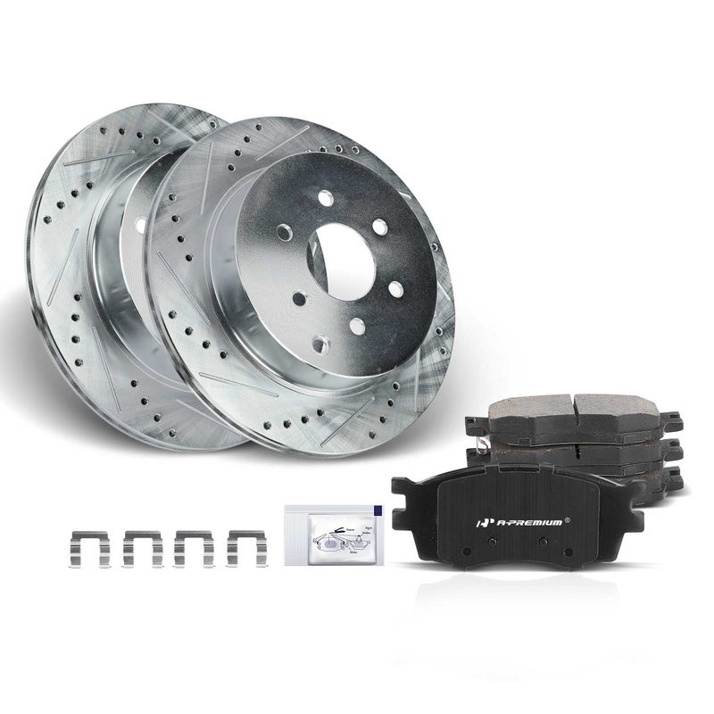 Front Drilled Rotors & Ceramic Brake Pads for Hyundai Accent Kia Rio Rio5