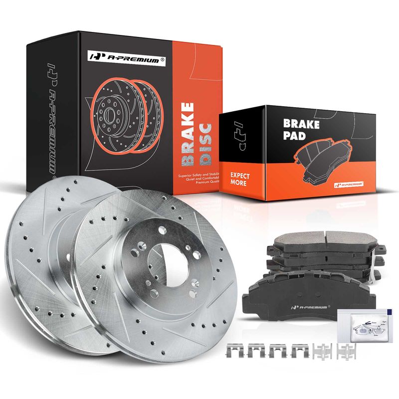 Front Drilled Rotors & Ceramic Brake Pads for Honda CR-V Acura Legend TL