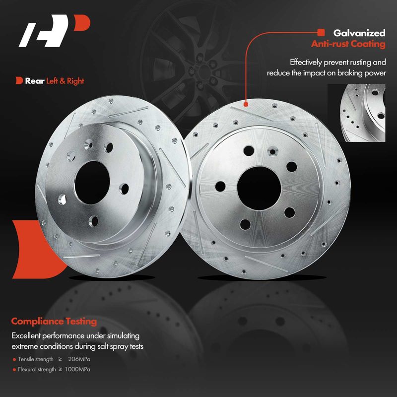 Rear Drilled Brake Rotors for Chevrolet Malibu 13-15 Buick Regal 11-17 LaCrosse