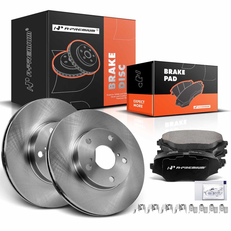 Front Disc Brake Rotors & Ceramic Brake Pads for Toyota RAV4 2001-2005 NOT EV