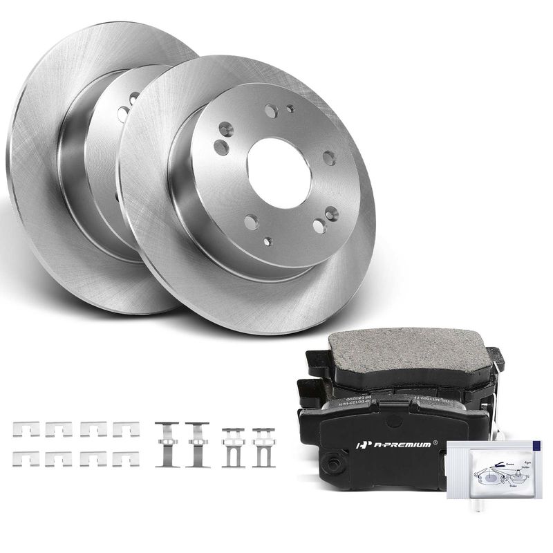 Rear Disc Brake Rotors & Ceramic Brake Pads for Honda Civic 04-05 Accord 98-02