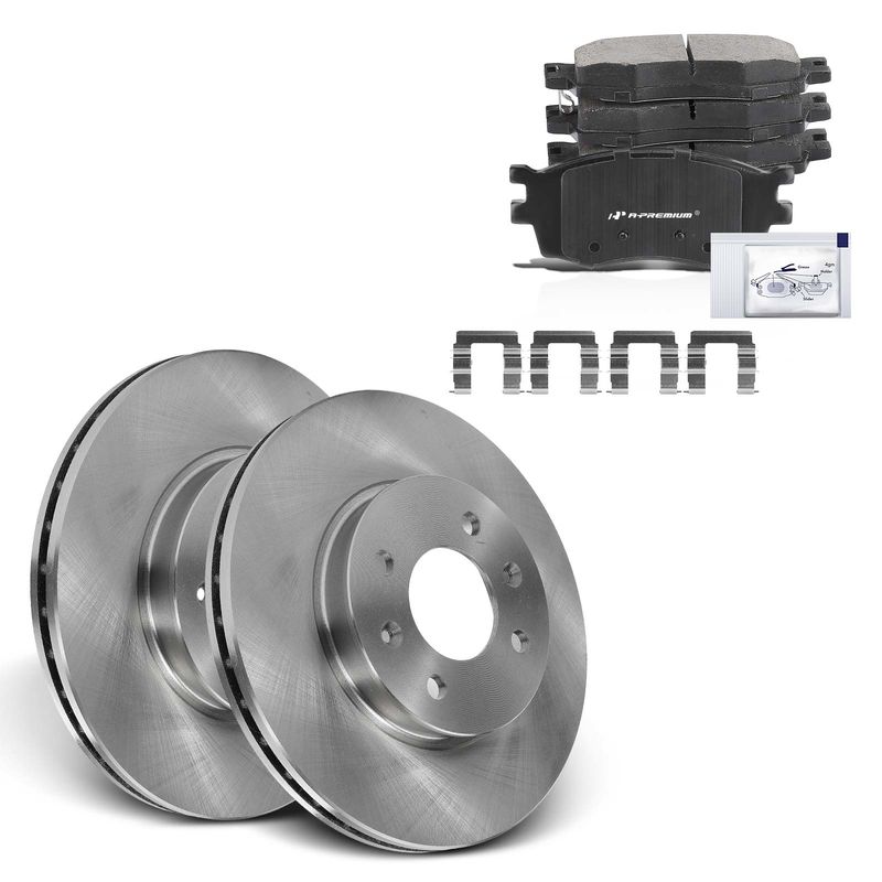 Front Disc Brake Rotors & Ceramic Brake Pads for Hyundai Accent 2006-2011 Kia Rio
