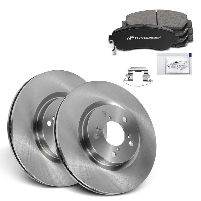 Front Disc Brake Rotors & Ceramic Brake Pads for Honda Odyssey 2011-2014 V6 3.5L