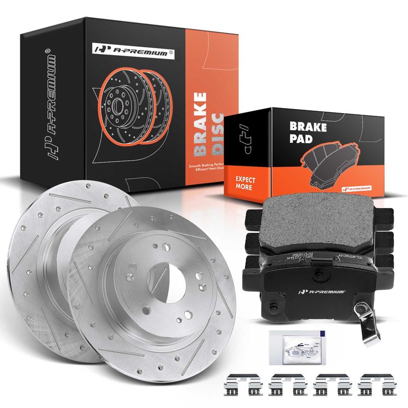 Rear Drilled Rotors & Ceramic Brake Pads for Acura TSX 09-14 Honda Accord