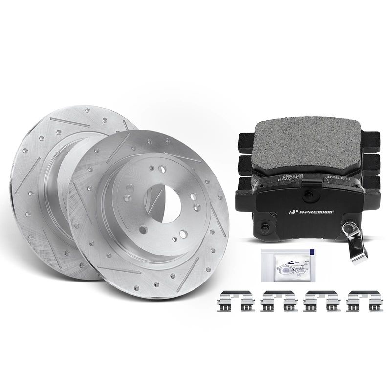 Rear Drilled Rotors & Ceramic Brake Pads for Acura TSX 09-14 Honda Accord