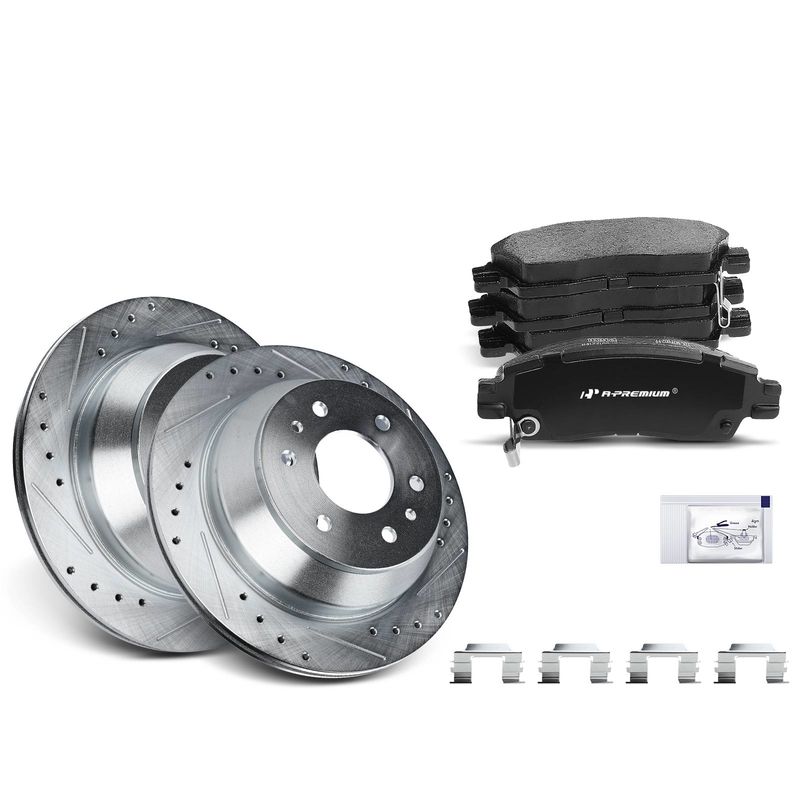 Rear Drilled Rotors & Ceramic Brake Pads for Chevrolet Buick GMC Isuzu Olds Saab