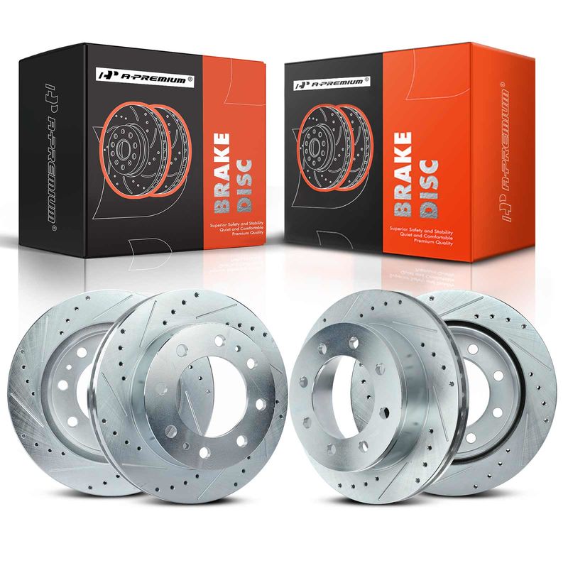 Front & Rear Drilled & Slotted Disc Brake Rotors for Chevy Express 2500 GMC Sierra