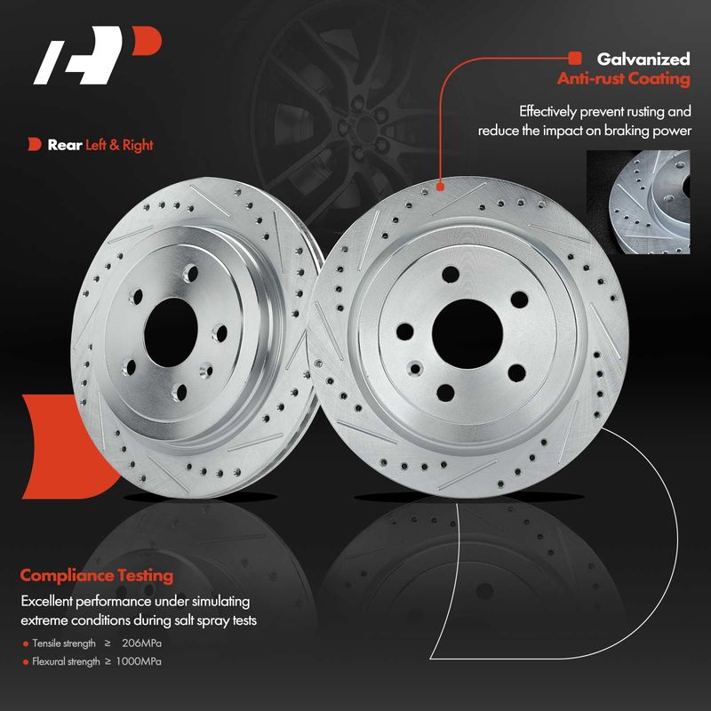 Rear Drilled Disc Brake Rotors for Chevy Camaro 2010-2015 Cadillac CTS 2008-2019