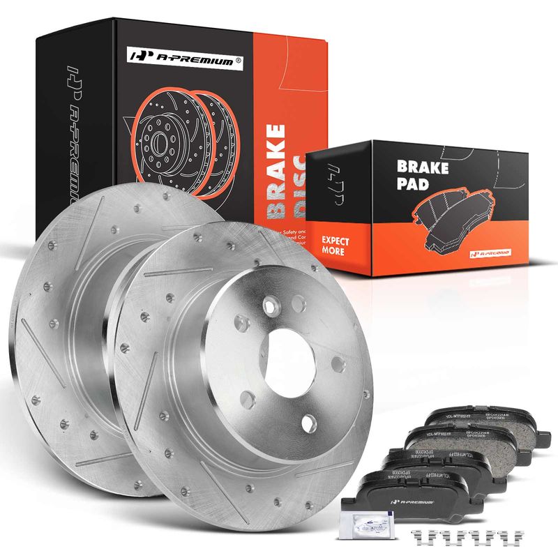 Rear Drilled Rotors & Ceramic Brake Pads for Toyota Avalon 2000-2004 V6 3.0L