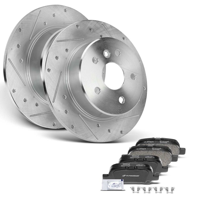 Rear Drilled Rotors & Ceramic Brake Pads for Toyota Avalon 2000-2004 V6 3.0L