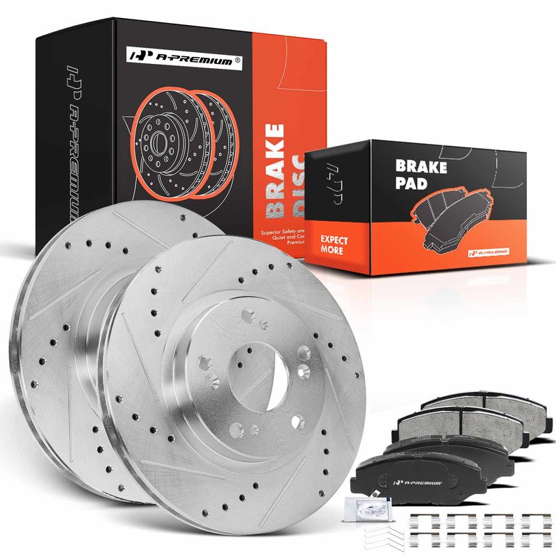 Front Drilled Rotors & Ceramic Brake Pads for Honda CR-V 2002 2003 2004