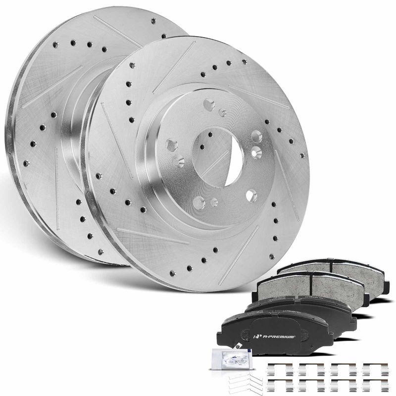 Front Drilled Rotors & Ceramic Brake Pads for Honda CR-V 2002 2003 2004