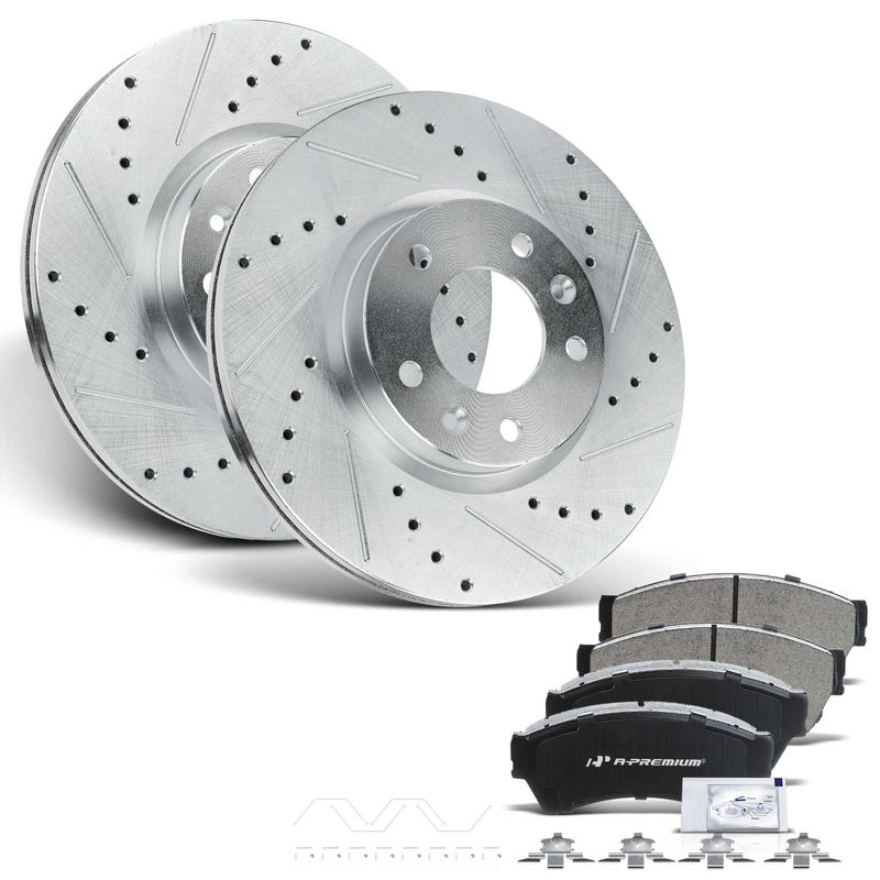 Front Drilled Rotors & Ceramic Brake Pads for Ford Fusion Mazda 6 Lincoln Mercury