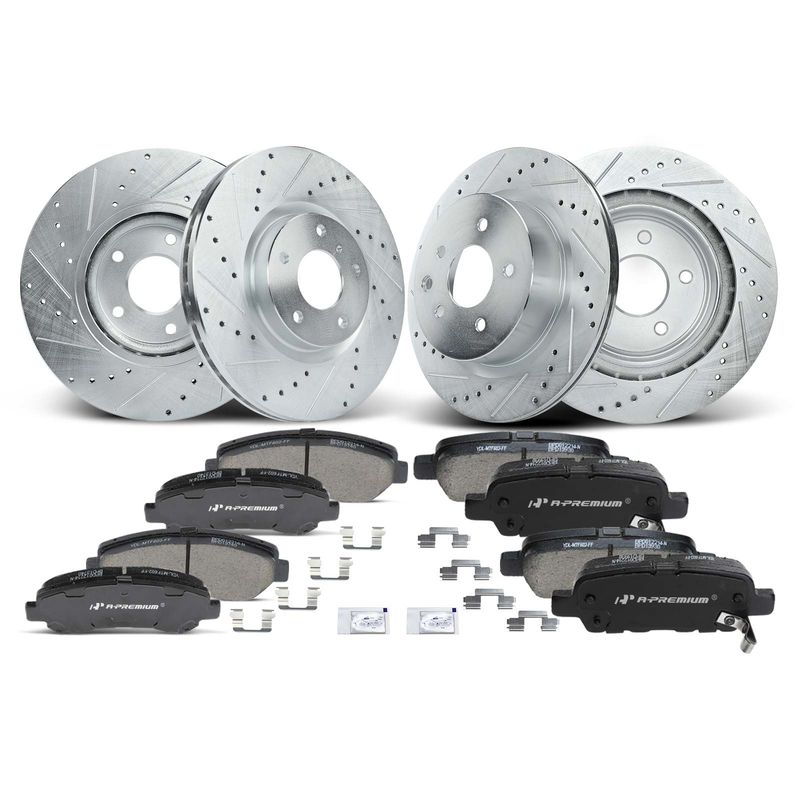 Front & Rear Drilled Rotors & Ceramic Brake Pads for Nissan Maxima 09-17 3.5L
