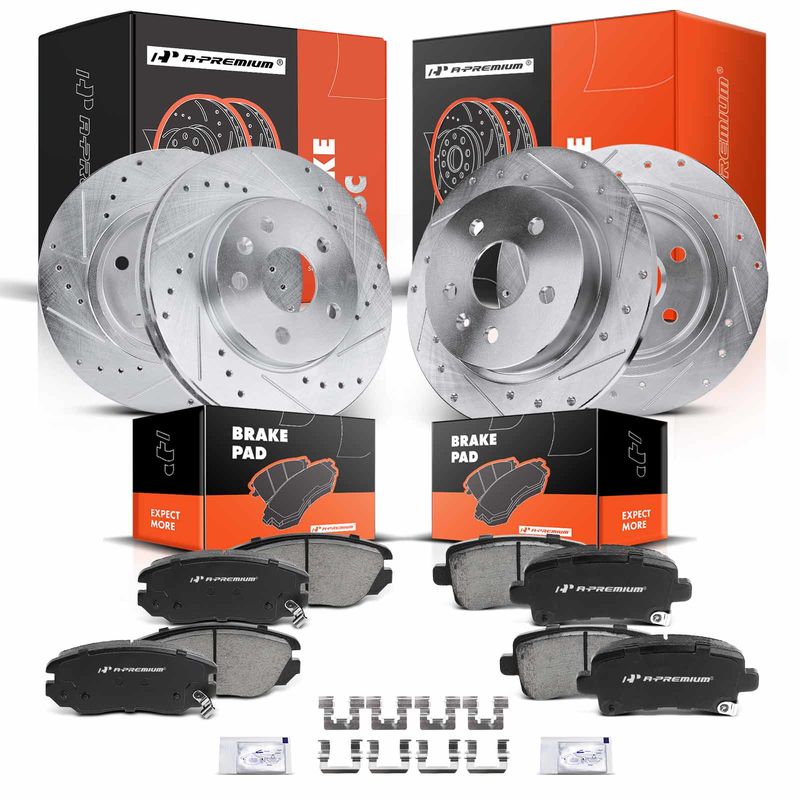 Front & Rear Drilled Rotors & Ceramic Brake Pads for Buick Regal Chevy Malibu