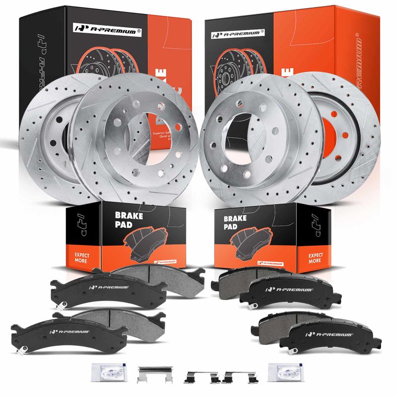12x Front & Rear Drilled Rotors & Ceramic Pads for Chevy Express GMC Savana